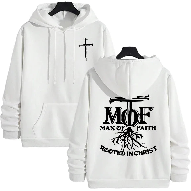 2025 Hot Sale Men's Hoodie Man of Faith Jesus Print Hooded Sweatshirts Autumn Winter Daily Casual Sporty Fashion Hoody Outerwear
