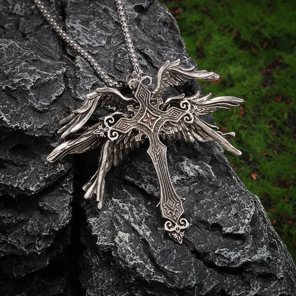 Jesus Wings Cross Necklace