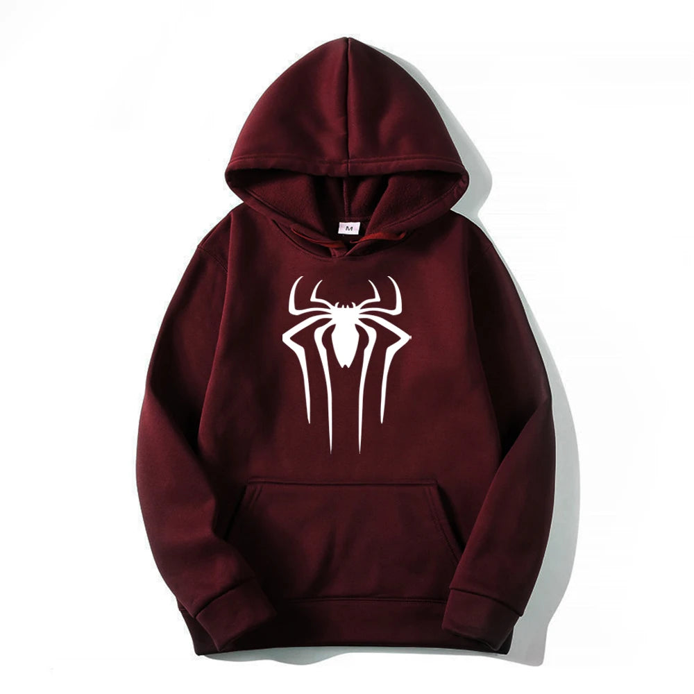 2024Fashion brand Men's Hoodie Casual Hoodie Sweatshirt Men's/Women's top Solid color printed spider hoodie sweatshirt