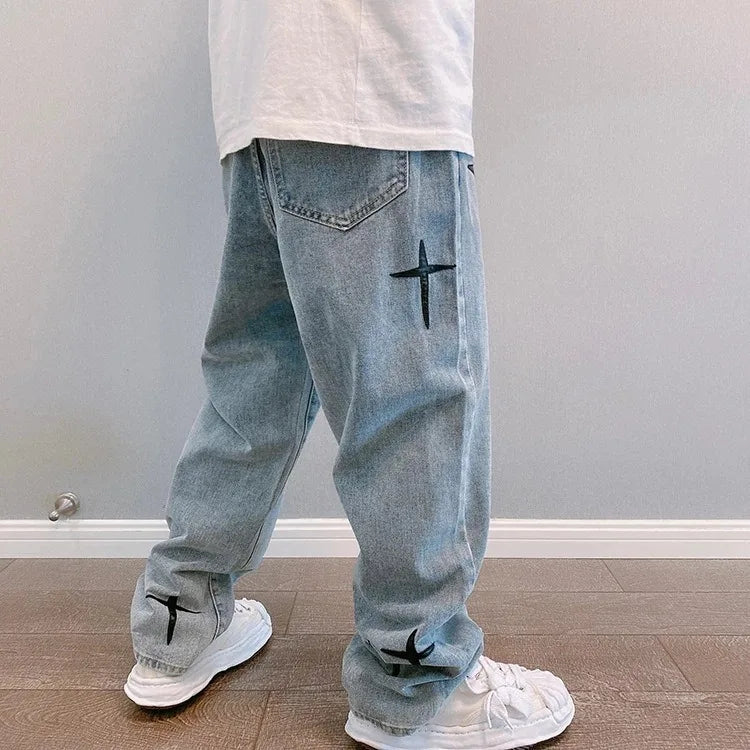 Star Print Cargo Jeans