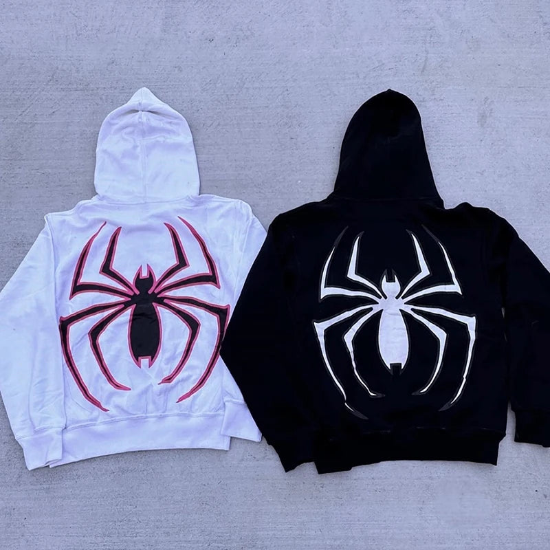Y2K Spider Zip-Up Hoodie