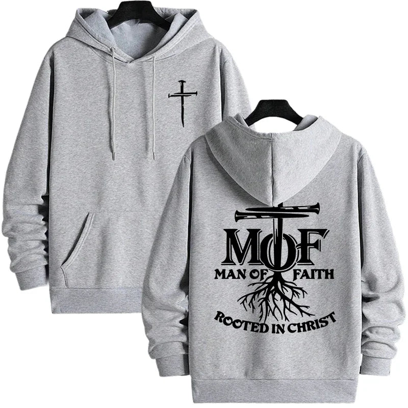 2025 Hot Sale Men's Hoodie Man of Faith Jesus Print Hooded Sweatshirts Autumn Winter Daily Casual Sporty Fashion Hoody Outerwear