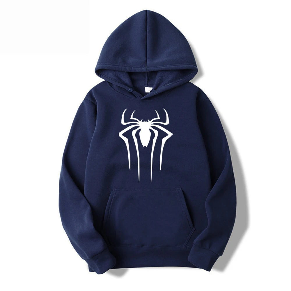 2024Fashion brand Men's Hoodie Casual Hoodie Sweatshirt Men's/Women's top Solid color printed spider hoodie sweatshirt