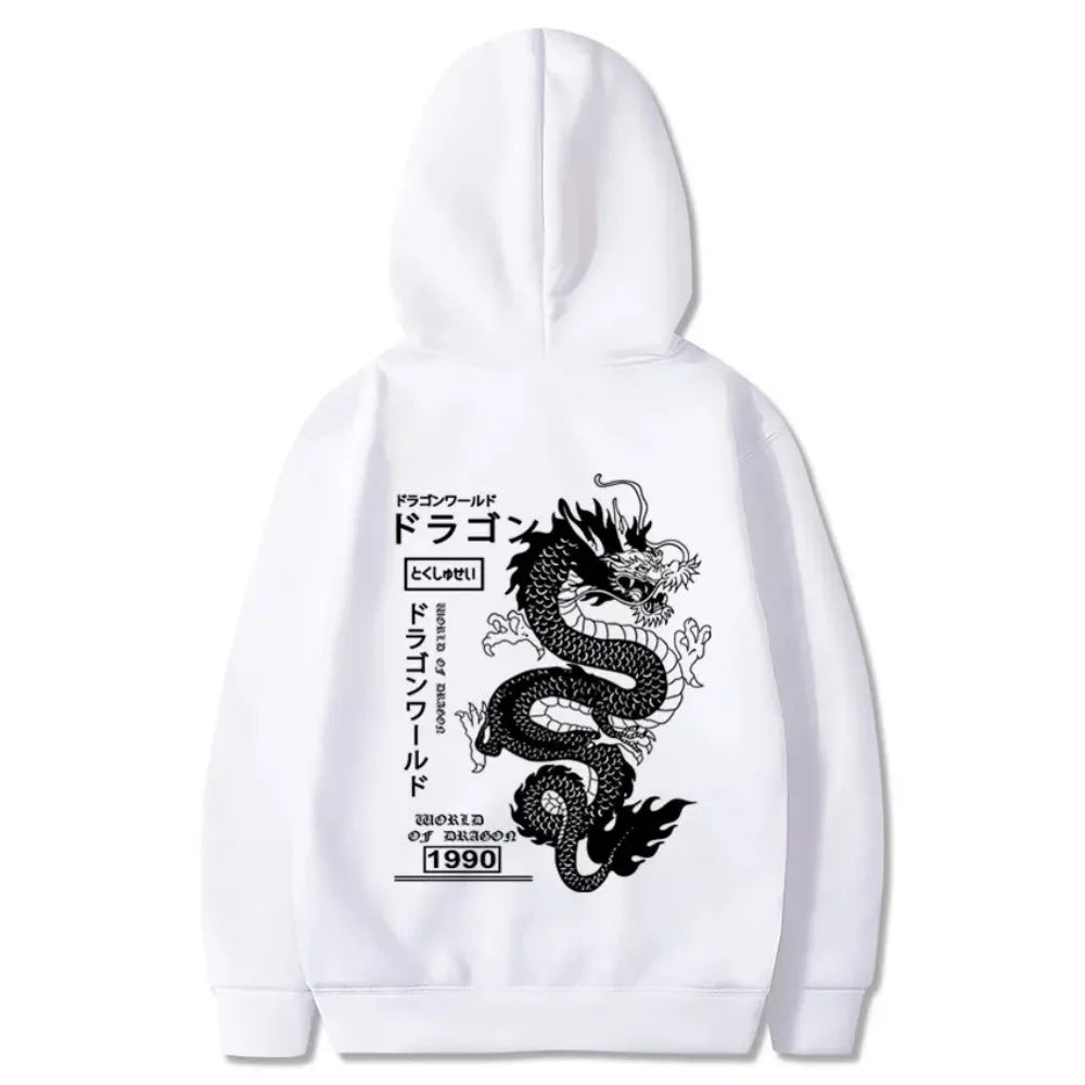 Autumn and Winter Men's Fashion Dragon Pattern Soft and Comfortable Hooded Sports Shirt Outdoor Street Wear