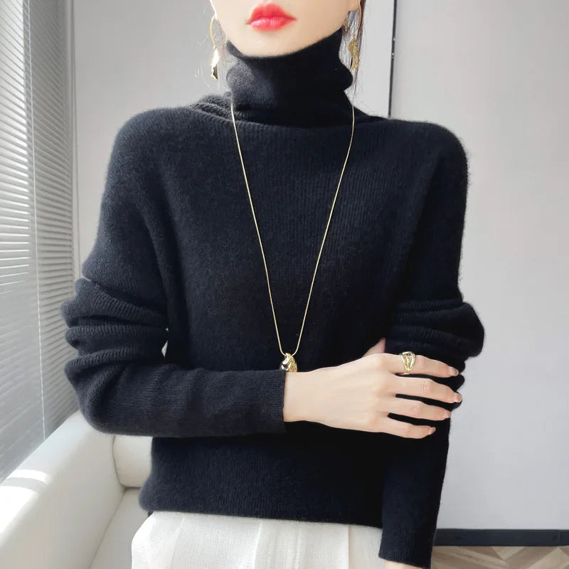 Slim Turtleneck Knit Sweater – Women's Pullover