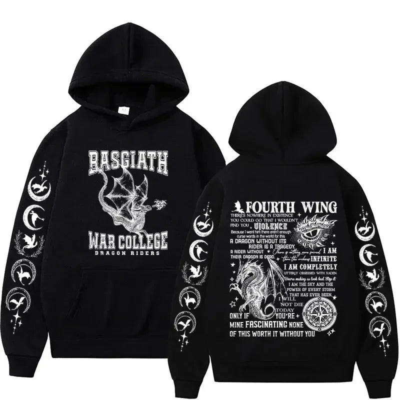 Autumn and winter men's long-sleeved sweatshirt Iron Flame Dragon Knight print Basgiath War men's and women's hooded sweatshirt
