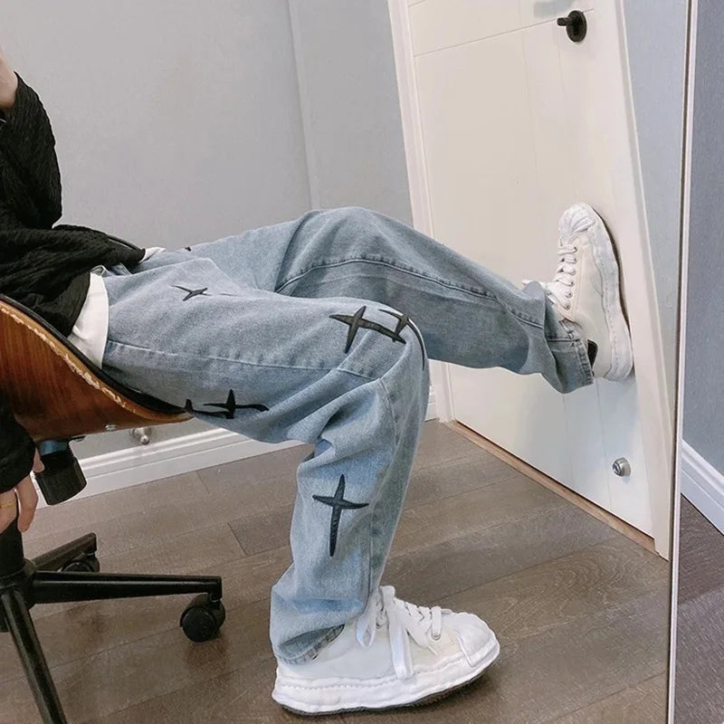 Star Print Cargo Jeans