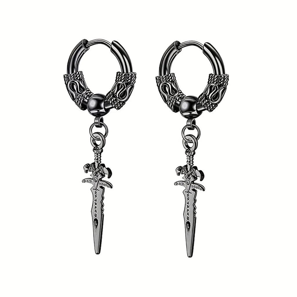 Dragon Sword Hoop Earrings