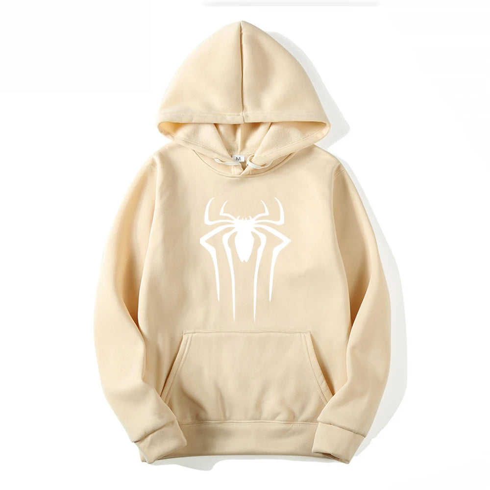 2024Fashion brand Men's Hoodie Casual Hoodie Sweatshirt Men's/Women's top Solid color printed spider hoodie sweatshirt