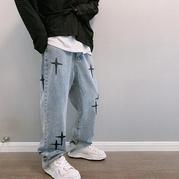 Star Print Cargo Jeans