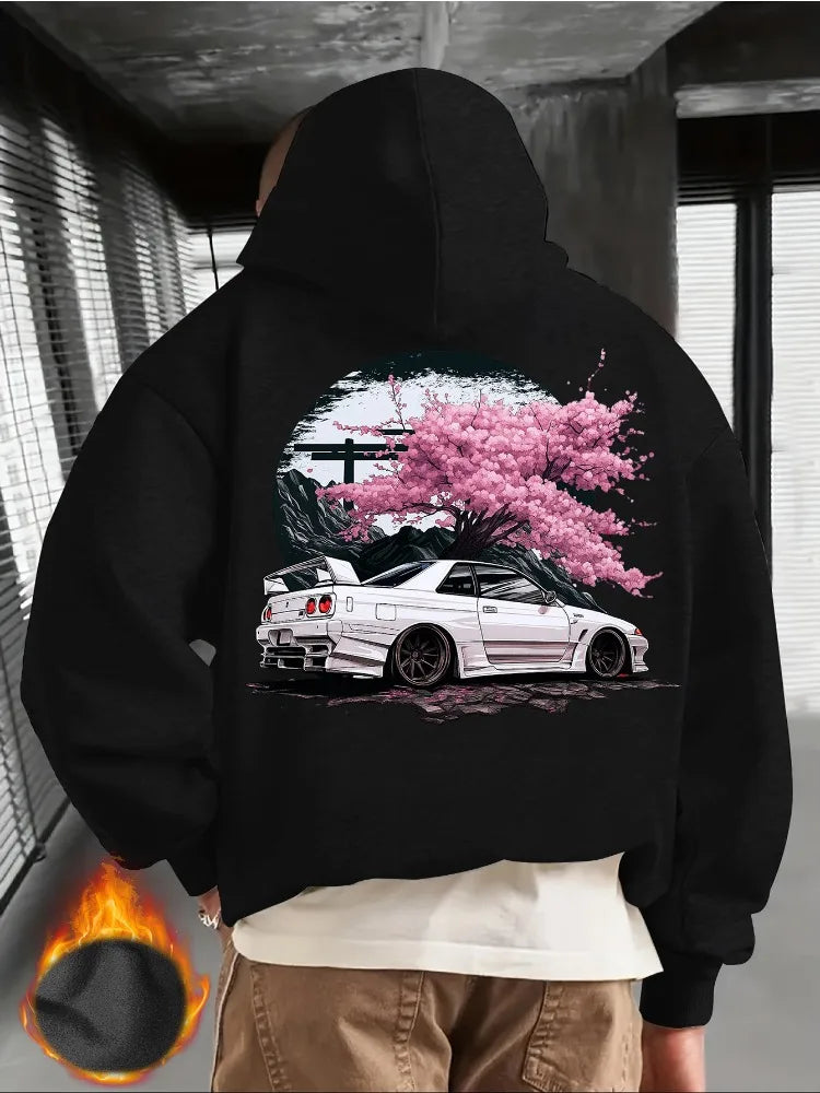 Japanese Car & Cherry Blossom Street Hoodie
