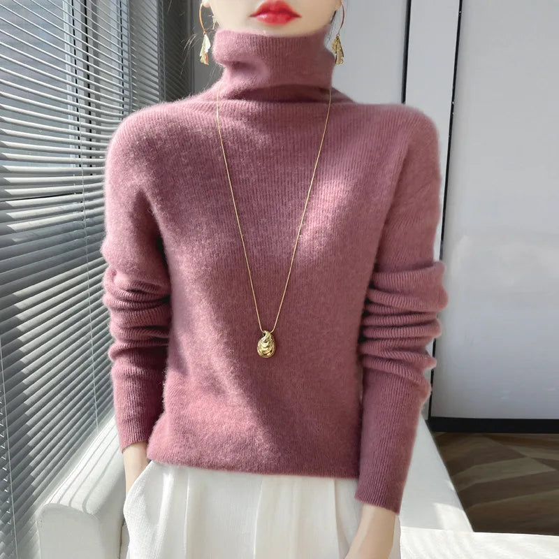 Slim Turtleneck Knit Sweater – Women's Pullover